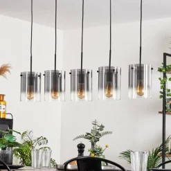 Suspension - Verre Parane Clair, Fumé, 5 lumières