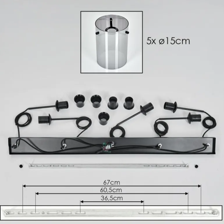 Suspension - Verre Parane Fumé, 5 lumières