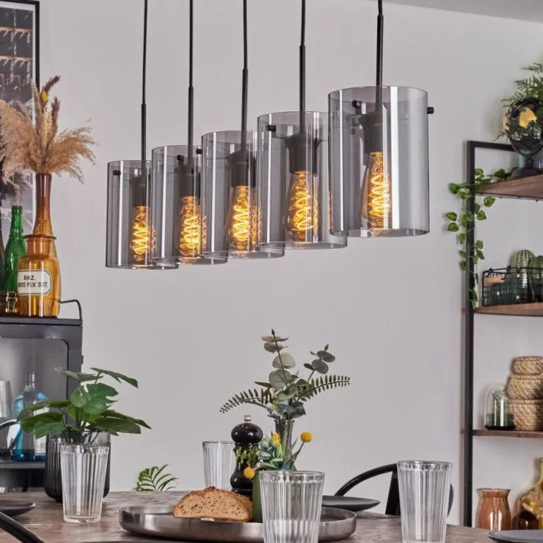 Suspension - Verre Parane Fumé, 5 lumières