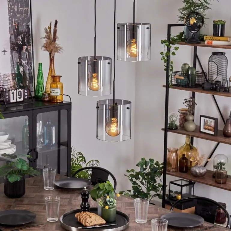 Suspension - Verre Parane Clair, Fumé, 3 lumières