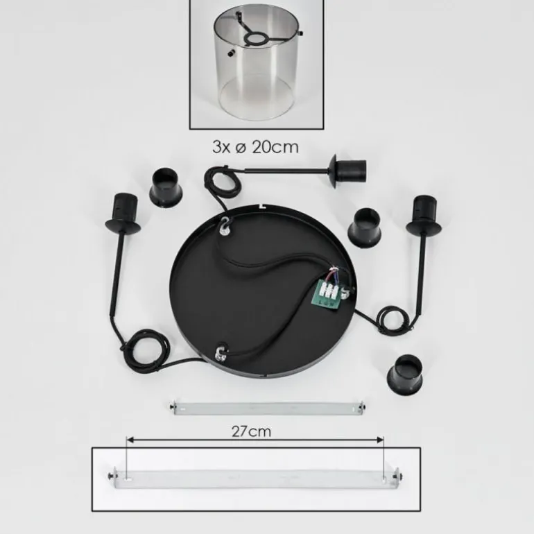 Suspension - Verre Parane Clair, Fumé, 3 lumières
