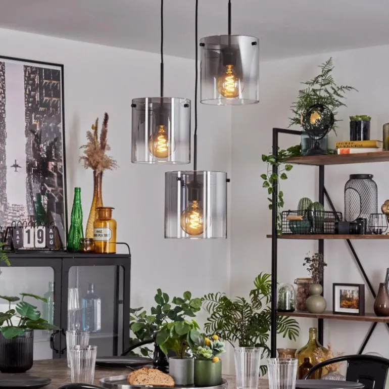 Suspension - Verre Parane Clair, Fumé, 3 lumières