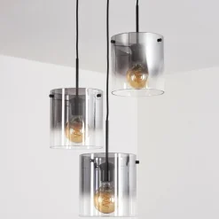 Suspension - Verre Parane Clair, Fumé, 3 lumières