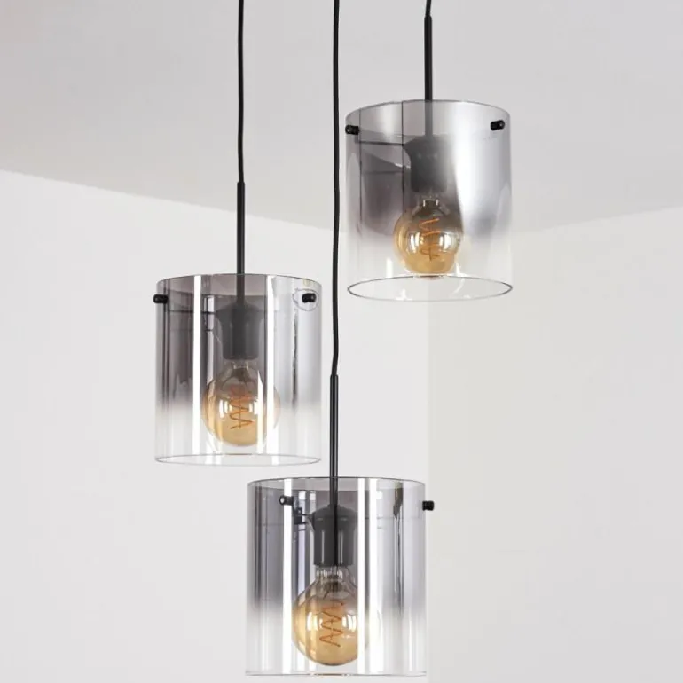 Suspension - Verre Parane Clair, Fumé, 3 lumières