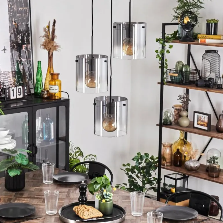 Suspension - Verre Parane Clair, Fumé, 3 lumières