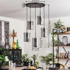 Suspension - Verre Parane Fumé, 5 lumières