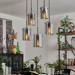 Suspension - Verre Parane Fumé, 5 lumières