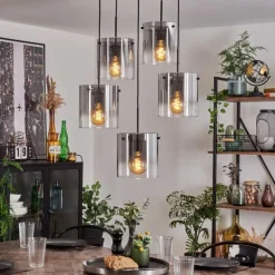 Suspension - Verre Parane Clair, Fumé, 5 lumières