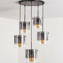 Suspension - Verre Parane Clair, Fumé, 5 lumières