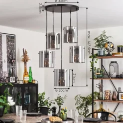 Suspension - Verre Parane Fumé, 5 lumières