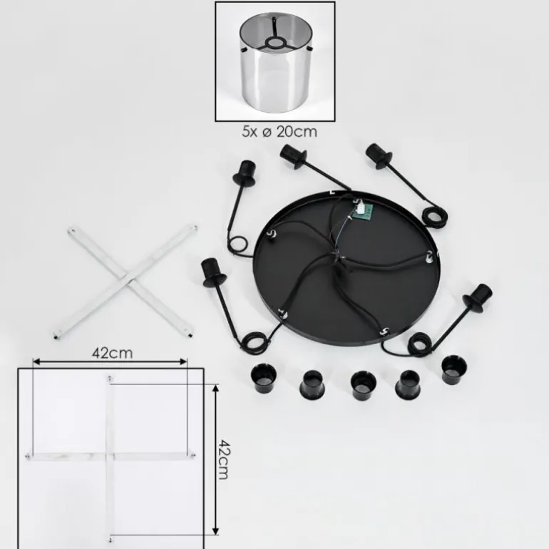 Suspension - Verre Parane Fumé, 5 lumières