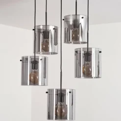 Suspension - Verre Parane Fumé, 5 lumières