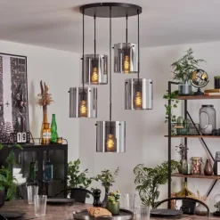 Suspension - Verre Parane Fumé, 5 lumières