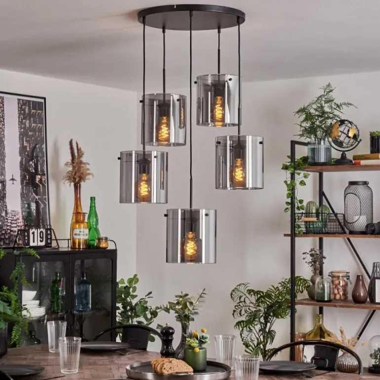 Suspension - Verre Parane Fumé, 5 lumières