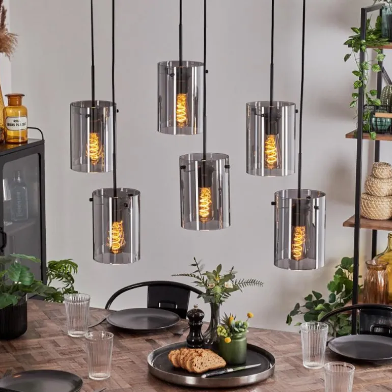 Suspension - Verre Parane Fumé, 6 lumières