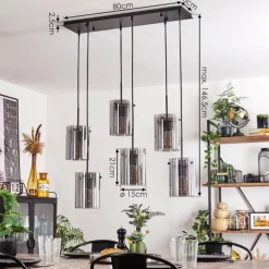 Suspension - Verre Parane Fumé, 6 lumières