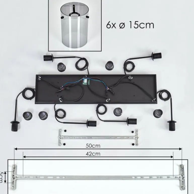 Suspension - Verre Parane Fumé, 6 lumières
