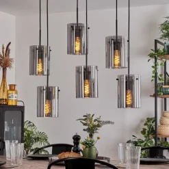 Suspension - Verre Parane Fumé, 6 lumières