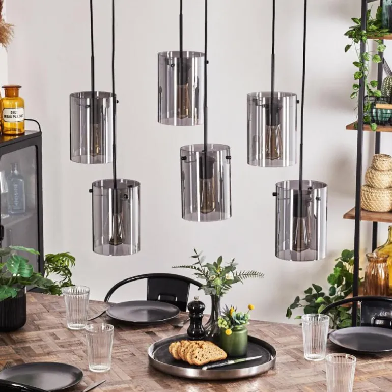 Suspension - Verre Parane Fumé, 6 lumières