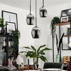 Suspension - Verre Vevino Chrome, Fumé, 3 lumières