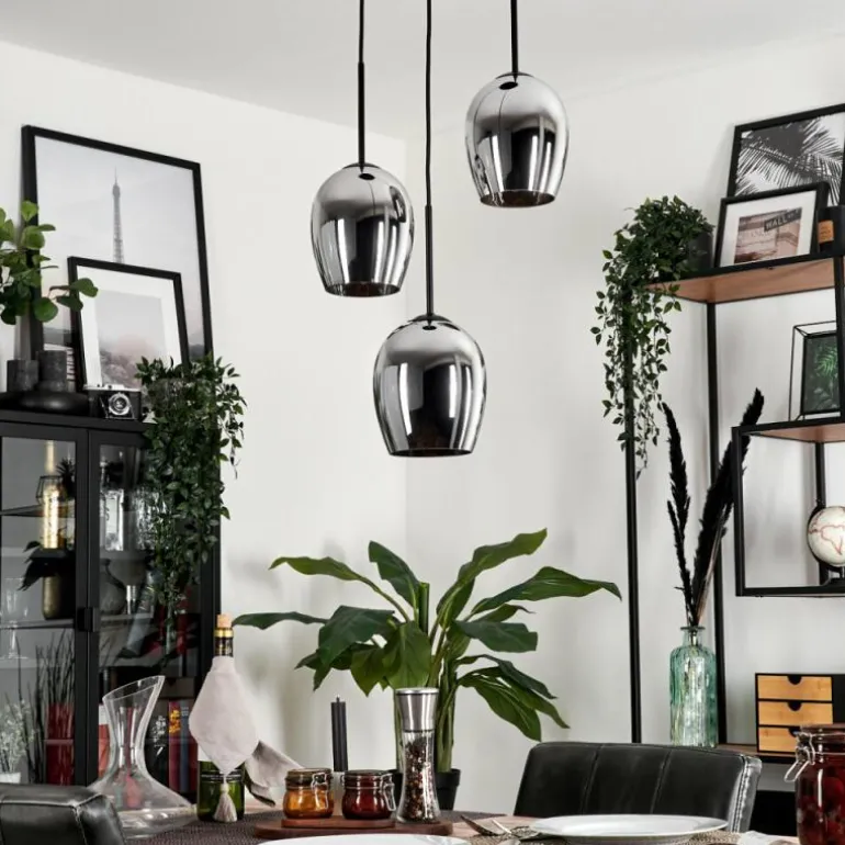 Suspension - Verre Vevino Chrome, Fumé, 3 lumières