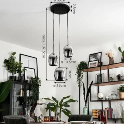 Suspension - Verre Vevino Chrome, Fumé, 3 lumières