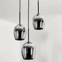 Suspension - Verre Vevino Chrome, Fumé, 3 lumières
