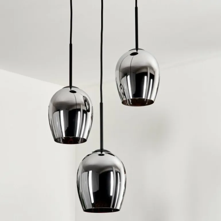 Suspension - Verre Vevino Chrome, Fumé, 3 lumières