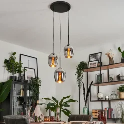 Suspension - Verre Vevino Chrome, Fumé, 3 lumières