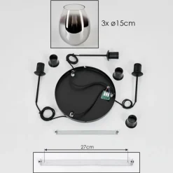 Suspension - Verre Vevino Chrome, Clair, Fumé, 3 lumières