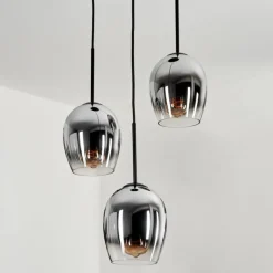 Suspension - Verre Vevino Chrome, Clair, Fumé, 3 lumières