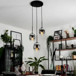 Suspension - Verre Vevino Chrome, Clair, Fumé, 3 lumières