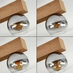 Suspension Vouhet Brun, Couleur bois, Noir, 5 lumières