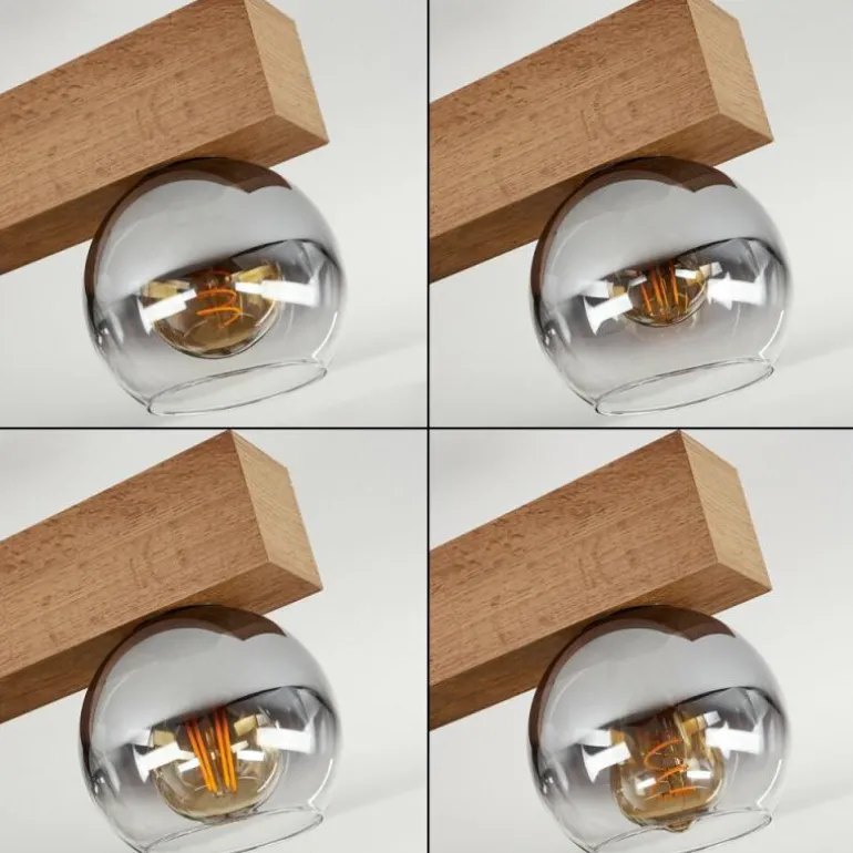 Suspension Vouhet Brun, Couleur bois, Noir, 5 lumières