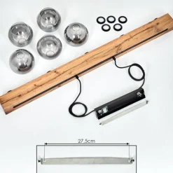 Suspension Vouhet Brun, Couleur bois, Noir, 5 lumières