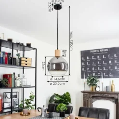 Suspension Vouhet Brun, Couleur bois, Noir, 1 lumière