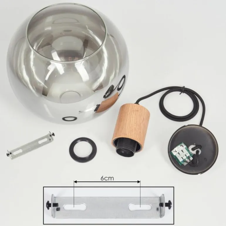 Suspension Vouhet Brun, Couleur bois, Noir, 1 lumière