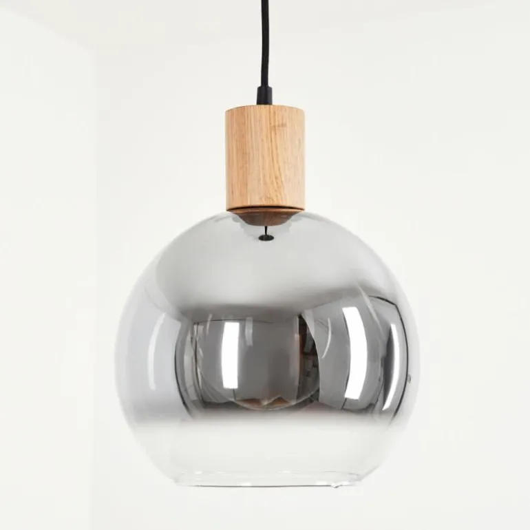 Suspension Vouhet Brun, Couleur bois, Noir, 1 lumière