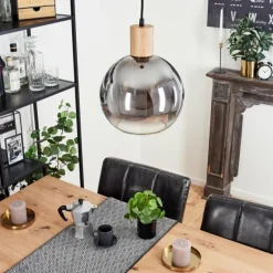 Suspension Vouhet Brun, Couleur bois, Noir, 1 lumière