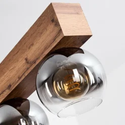 Suspension Vouhet Brun, Couleur bois, Noir, 6 lumières