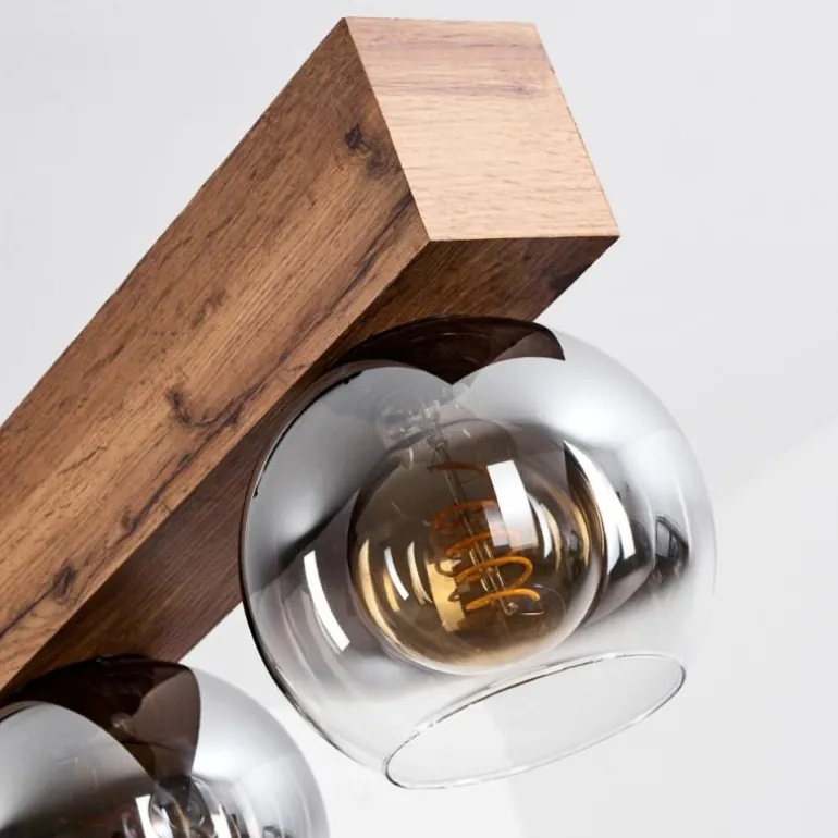 Suspension Vouhet Brun, Couleur bois, Noir, 6 lumières