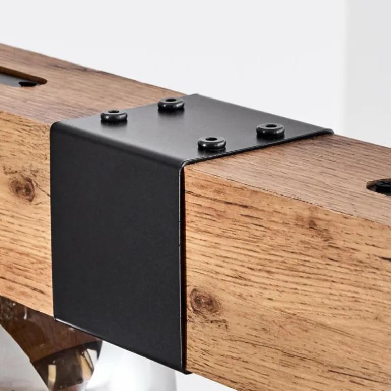 Suspension Vouhet Brun, Couleur bois, Noir, 6 lumières