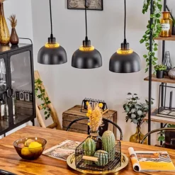 Suspension Wambez Noir, 3 lumières