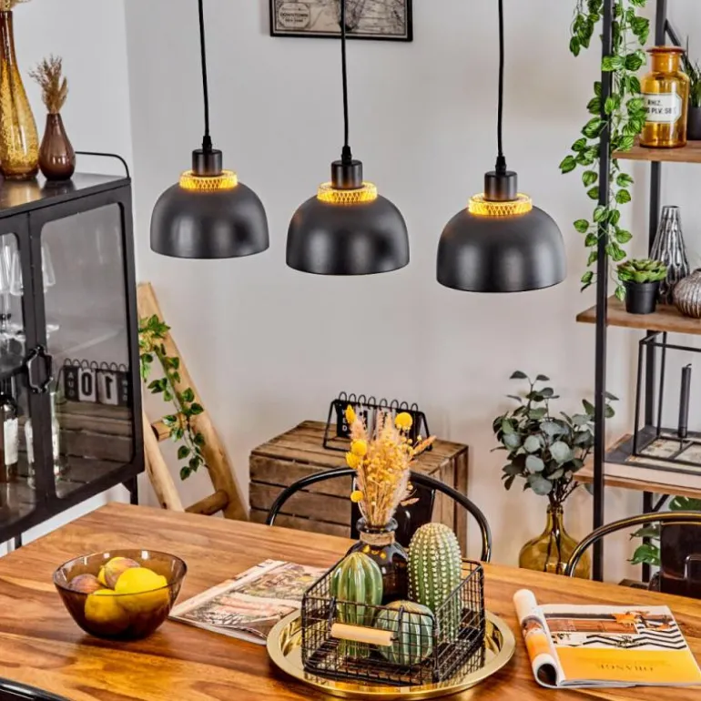 Suspension Wambez Noir, 3 lumières