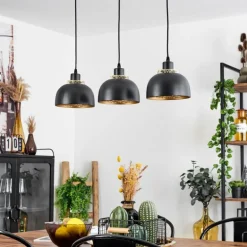 Suspension Wambez Noir, 3 lumières
