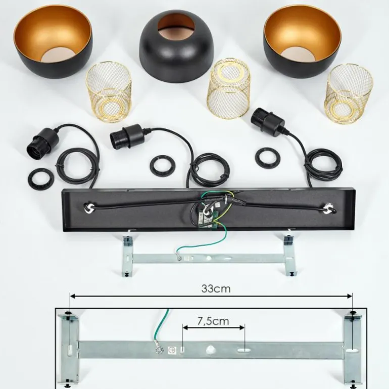 Suspension Wambez Noir, 3 lumières