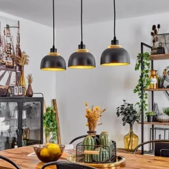 Suspension Wambez Noir, 3 lumières