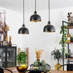 Suspension Wambez Noir, 3 lumières