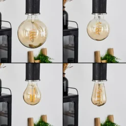 Suspension Wheelwright Nickel mat, Noir, 10 lumières