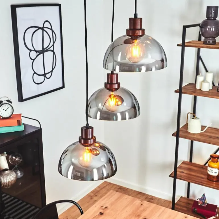 Suspension Aannestad Bois foncé, Noir, 3 lumières